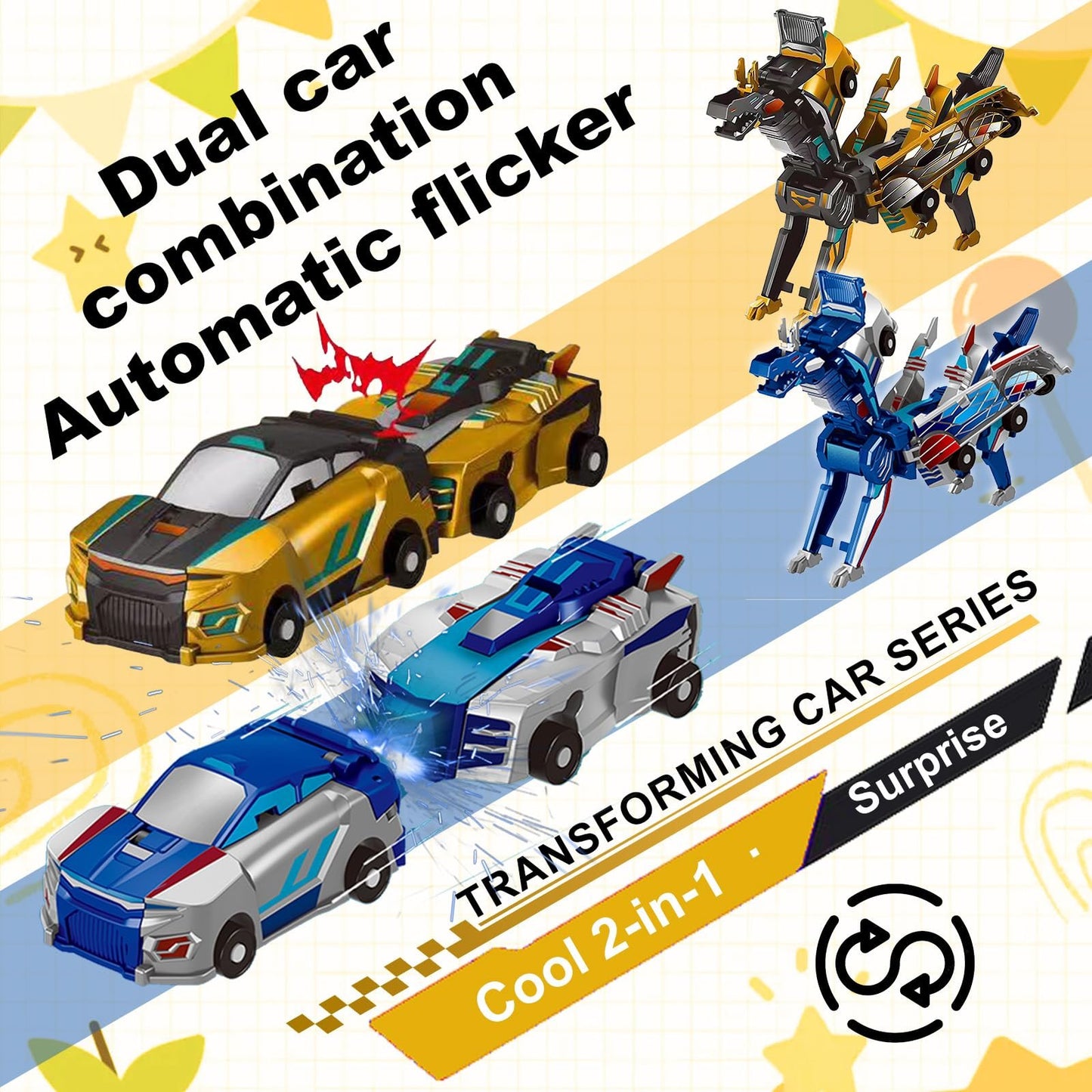 🎁 ✨ Collision Transforming Dinosaur Car Toy