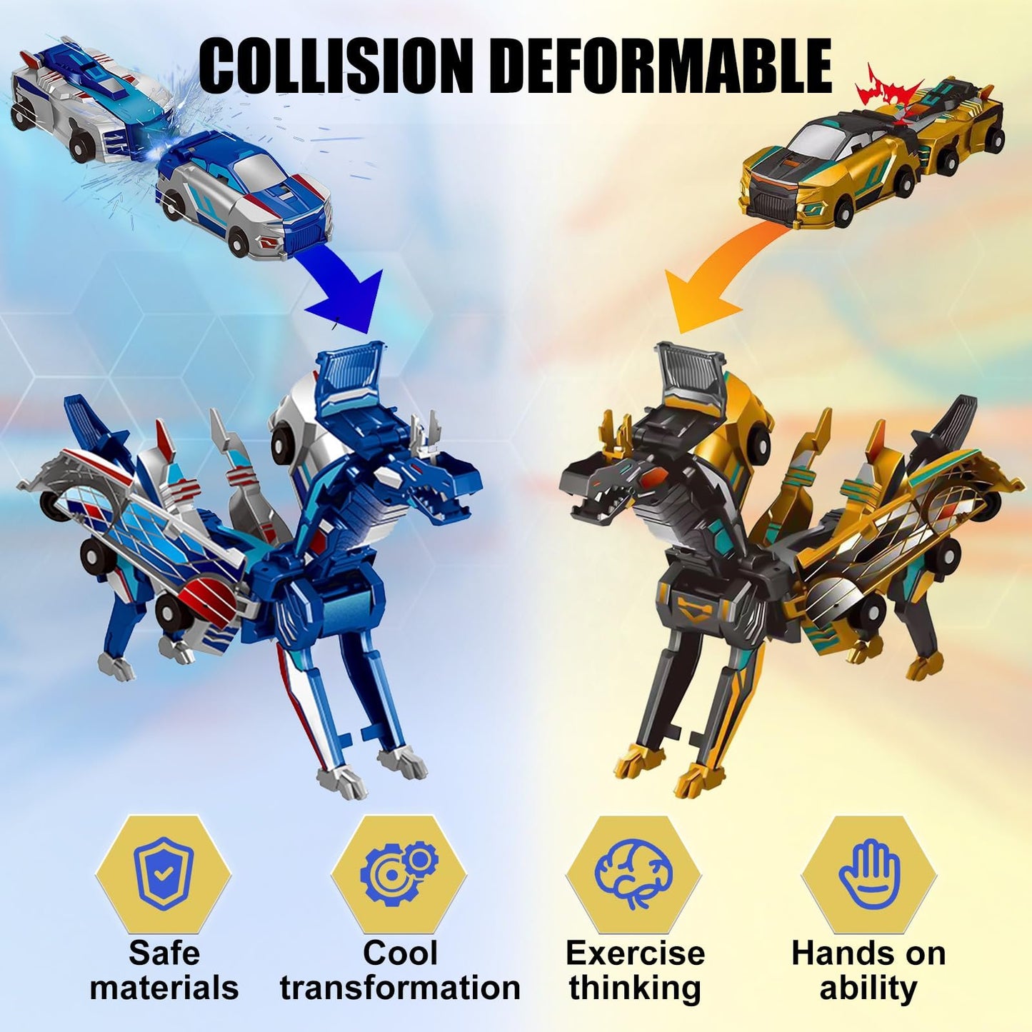 🎁 ✨ Collision Transforming Dinosaur Car Toy