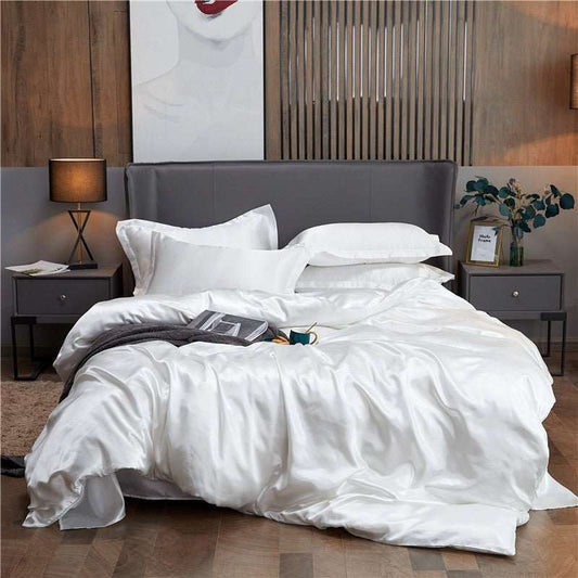 25 Momme Luxury Pure Mulberry Silk Bedding Set of 4(1x Quilt Cover + 1x Bedsheet + 2x Pillowcases)