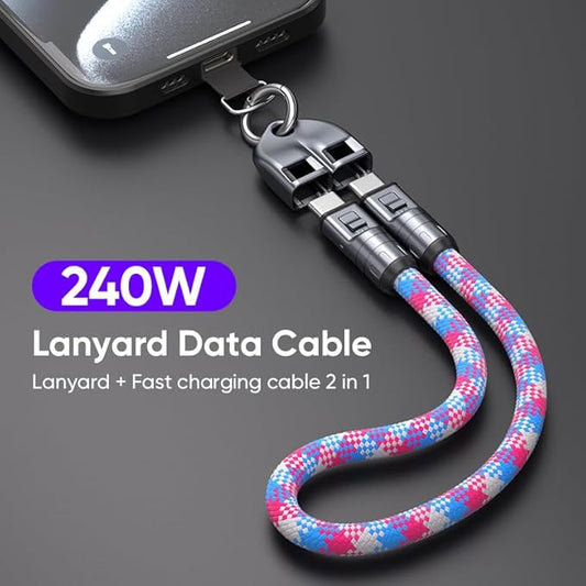 2 IN 1 Cell Phone Lanyard Fast Charging Data Cable