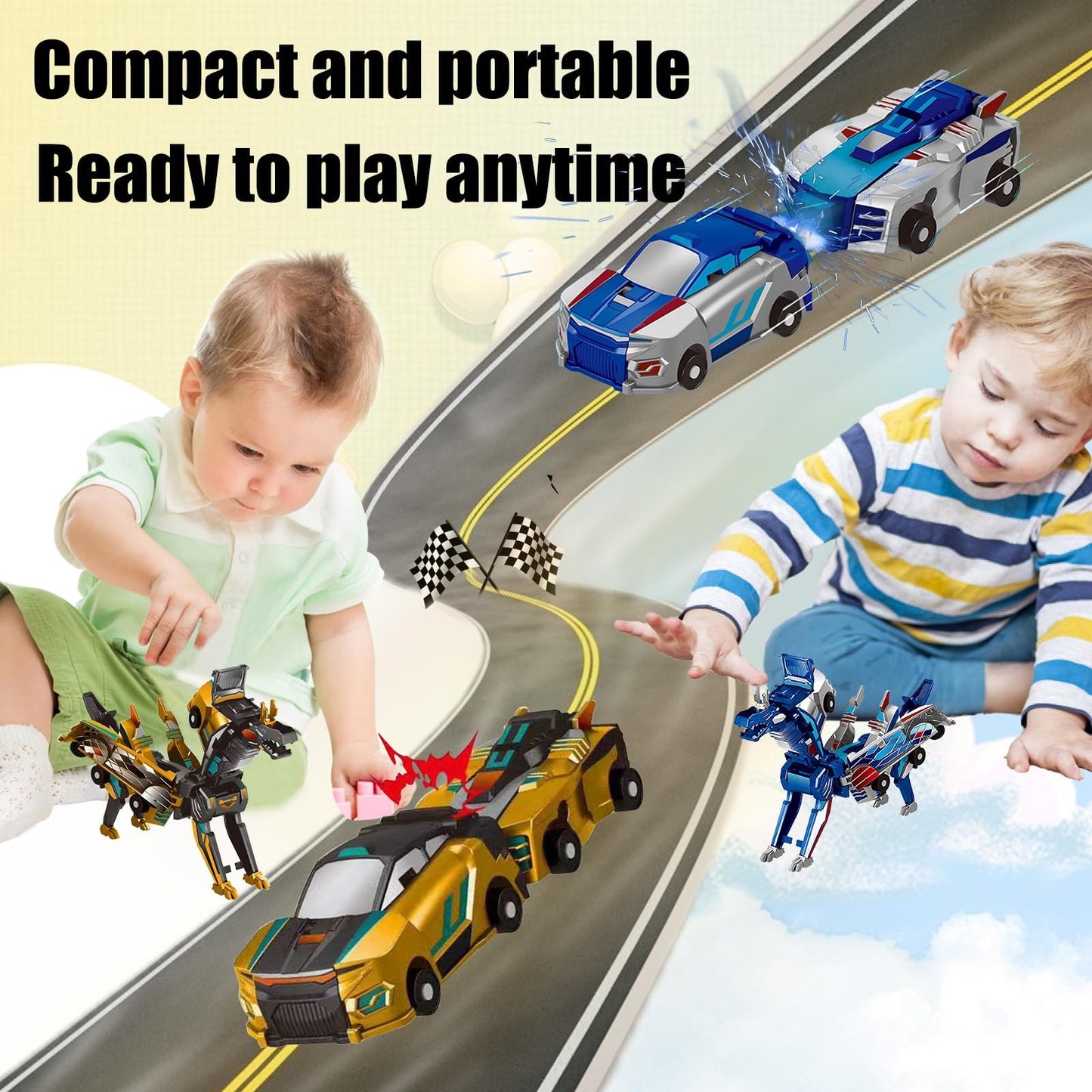 🎁 ✨ Collision Transforming Dinosaur Car Toy